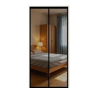 Moustiquaire Porte 230 x 250 cm Fermeture Aimantée Automatique Filet Très Dense Aimantée Rideau avec Ruban Adhésif, Bâtons Magnétiques pour Couloirs, Portes, Patio, Noir