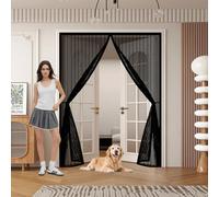Moustiquaire Porte 74 x 280 cm Anti Mouches et Insectes, Fermeture à Scratch, Sans Perçage, Puissants Aimants, Rideau Aimanté, Moustiquaire Aimantée pour Fenêtres Porte, Noir