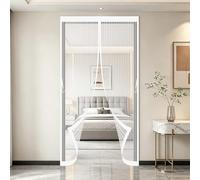 Moustiquaire Porte 86 x 244 cm Fermeture Automatique Aimantée, Sans Perçage Rideaux Aimantée Sans Percage Moustiquaires Ementer Aimanté pour Balcon, Terrasse, Blanc