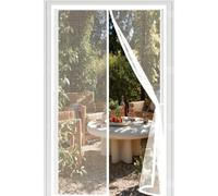 Moustiquaire Porte 90 x 247 cm Puissants Aimants, Maille Très Dense Anti Mouches et Insectes, Sans Percer Auto-Fermable, Moustiquaire sur Mesure de Porte pour Couloirs, Blanc