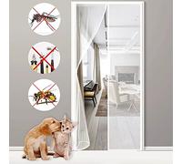 Moustiquaire Porte, 90x190cm Aimantée Magnetique,Anti Mouches pour Porte, Moustiquaire Baie, Magnétique Moustique Sans Perçage Blanche