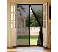 Moustiquaire Porte 95 x 223 cm Puissants Aimants, Maille Très Dense Anti Mouches et Insectes, Sans Percer Auto-Fermable, Magnétique Moustiquaire Porte pour Couloirs, Noir