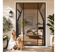 Moustiquaire Porte à Double Ouverture Magnétique Noir 200x295cm Kit d'installation complet Sans Percer Pour portes à double ouverture balcon et terrasse