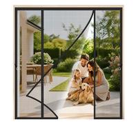 Moustiquaire Porte Aimantée Double Noir 170x265cm Se referme silencieusement et automatiquement après chaque passage Mains Libres Profitez De l'air Frais
