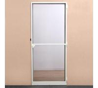 Moustiquaire Porte Battante Aluminium Blanc, 100 cm x 220 cm, Ouverture 180°, Retour Automatique, Toile Fibre de Verre