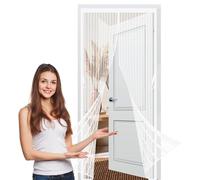 Moustiquaire Porte Fenêtre 110 x 156 cm avec Ruban Adhésif, Puissants Aimants Rideau Moustiquaire Anti Moustique, Facile à Installer Profitez de L'Été en Famille, Blanc