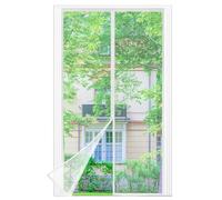 Moustiquaire Porte Fenêtre, 110 x 210 CM - Maillage Fine BLANC Magnétique Rideau Anti Mouche, Se Ferme Tout Seul, La Bande Ve1cro au Sommet du Volet Rideau Anti Mouche a Été Élargie à 3.8 CM