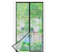Moustiquaire Porte Fenêtre, 110 x 230 CM - Maillage Fine NOIRE Magnétique Rideau Anti Mouche, Se Ferme Tout Seul, La Bande Ve1cro au Sommet du Volet Rideau Anti Mouche a Été Élargie à 3.8 CM