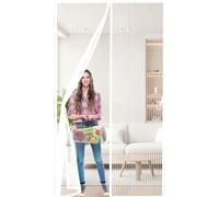 Moustiquaire Porte Fenêtre 115x210cm(LargeurxHaut) Différentes Tailles, Puissants Aimants Moustiquaires Ementer Aimanté Fermeture Automatique pour de Balcon, Chambre, Blanc