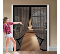 Moustiquaire Porte Fenêtre 162 x 204 cm Maille Ultrarésistante, Joint Magnétique de Haut en Bas, Garde L'Air Frais à L'Intérieur Rideau Magnétique pour Balcon pour Couloirs, Portes, Noir