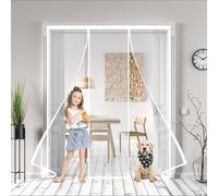 Moustiquaire Porte Fenêtre 185x220cm Rideau Moustiquaire Magnétique Noir, Protéger Votre Famille, pour Porte d Entrée Intérieur/Patio, Fermeture Automatique, Facile à Assembler Blanc