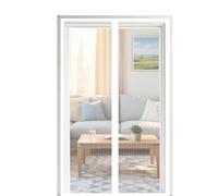 Moustiquaire Porte Fenêtre 190 x 210 cm Fermeture Aimantée Automatique Filet Très Dense Aimantée Rideau avec Ruban Adhésif, Bâtons Magnétiques pour Couloirs, Portes, Patio, Blanc