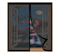 Moustiquaire Porte Fenetre 63 x 70 cm Installation Facile Sans Percer Moustiquaire Extensible en Maille de Fibre de Verre pour Fenêtre Empêche Les Insectes, Noir