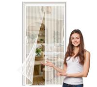 Moustiquaire Porte Fenêtre 74 x 190 cm avec Ruban Adhésif, Puissants Aimants Magnet Fly Screen Door Anti Mouches, avec Ruban Adhésif Portes de Balcon, Portes, Blanc
