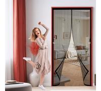 Moustiquaire Porte Fenêtre 78 x 180 cm Joint Magnétique de Haut en Bas Rideaux Toile Insect Ecran Installation Facile avec Bande Magique pour Couloirs, Portes, Patio, Noir