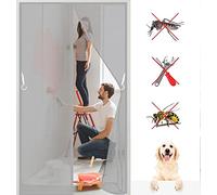 Moustiquaire Porte Fenetre 90 x 215 cm Fermeture Automatique,Sans Perçage,Pliable Magnétique Moustiquaire pour Porte Garde l'Air Frais à l'Intérieur Pour Porte Fenetre, Gris A