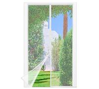 Moustiquaire Porte Fenêtre, 90 x 220 CM - Maillage Fine BLANC Magnétique Rideau Anti Mouche, Se Ferme Tout Seul, La Bande Ve1cro au Sommet du Volet Rideau Anti Mouche a Été Élargie à 3.8 CM