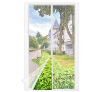 Moustiquaire Porte Fenêtre, 95 x 215 CM - Maillage Fine BLANC Magnétique Rideau Anti Mouche, Se Ferme Tout Seul, La Bande Ve1cro au Sommet du Volet Rideau Anti Mouche a Été Élargie à 3.8 CM