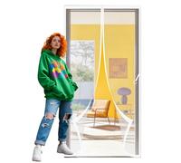 Moustiquaire Porte Fenetre 95 x 218 cm Différentes Tailles Moustiquaire Porte Aimanté Se Ferme Tout Seul pour de Balcon Chambre, Blanc