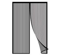 Moustiquaire Porte Fenetre AimantéE, 180x210cm Insect Protection No Gap Moustiquaire Enroulable Sans Perçage Facile à installer pour Empêche de Passer les Moustiques et Autres Bestioles, Noir A