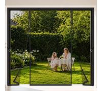 Moustiquaire Porte Fenetre Double Magnétique 190x190cm Passage mains libres pour un confort optimal Mains Libres Profitez De l'air Frais Noir