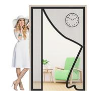Moustiquaire Porte Fenetre Magnetique 235x195cm Moustiquaire Baie Vitree Coulissante Magnétique Avec Aimants et Bande Adhesive Sans Percer Garde l'Air Frais à l'Intérieur Noir