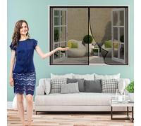 Moustiquaire Porte Fenetre Magnétique 40 x 75 cm Mailles Ultra Fines, Maintient L'Air Frais à L'Intérieur Rideaux Anti Mouches pour Porte pour Fenêtres Balcon Séjour, Noir