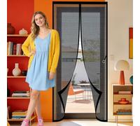 Moustiquaire Porte Fenetre Magnetique 64 x 196 cm Différentes Tailles Moustiquaire Porte Aimanté Anti Mouches et Insectes Idéale pour Balcons, Caves, Chambres, Noir