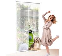 Moustiquaire Porte Fenetre Magnétique 67 x 135 cm Puissants Aimants, Sans Perçage Rideau Anti Mouche Anti Mouches, avec Ruban Adhésif Profitez de L'Été en Famille, Blanc