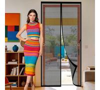 Moustiquaire Porte Fenetre Magnétique 84 x 226 cm avec Fermeture Automatique Rideau Aimanté pour Porte et Fenêtre Aucun Perçage N'Est Nécessaire pour de Balcon Chambre, Noir