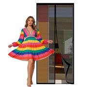 Moustiquaire Porte Fenetre Magnétique 84 x 256 cm avec Fermeture Automatique Rideau Anti Moustiques Aimanté Protection Contre Les Moustiques pour de Balcon Chambre, Noir