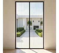 Moustiquaire Porte Fenetre Magnétique 86 x 162 cm Joint Magnétique de Haut en Bas Moustiquaire Porte avec Ruban Adhésif pour Exterieur, Balcon, Noir