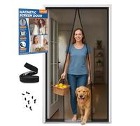 Moustiquaire Porte Fenêtre Magnétique 90x200cm - Rideau Anti Mouche Maille Ultra Fine, Moustiquaire Fenêtre Magnetique à Fermeture Automatique, Sans Perçage, Bande Adhésive Incluse, Noir