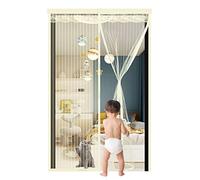 Moustiquaire Porte Fenetre Magnetique 90x220cm,Beige Rideau Anti Mouche Moustiquaire Aimantée Fermeture Automatique,Rideau de Porte Antimoustique pour Couloirs, Portes,Patio