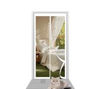 Moustiquaire Porte Fenetre Magnetique 97 x 162 cm Fermeture Automatique Moustiquaire Fenêtre Magnetique Kit D'Installation Complet pour La Plupart Les Types de Fenêtres Ou Porte, Blanc