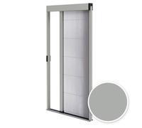 Store moustiquaire plissée pour porte en aluminium - Recoupable hauteur & largeur - Seuil ultra plat (Gris RAL 7038, L1200mm x H2400mm)