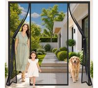 Moustiquaire Porte Largeur Spéciale 160x250cm Fermeture magnétique automatique pour un passage mains libres Mains Libres Profitez De l'air Frais Noir