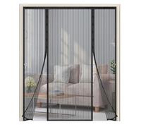 Moustiquaire Porte Magnétique 185x220cm,Rideau Anti Moustique Magnétique, Avec Fermeture Magnétique,Double Ouverture Latérale,Sans Percage,Pour Porte de Balcon, porte Cave, Porte de Terrasse,Noir