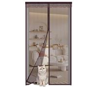 Moustiquaire Porte Magnétique 95x220cm,Maille Ultra Fine Aimantée Rideau de Porte Anti-moustique Anti-Insectes Fermeture Automatique,Sans Perçage,Pour Porte de Chambre,Couloir,Patio,Marron