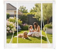 Moustiquaire Porte Magnétique Double Battant 160x195cm Blanc Kit d'installation complet Sans Percer Pour couloirs, portes et chambre