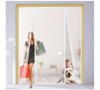 Moustiquaire Porte Magnétique,Double Ouverture Latérale, Rideau Anti-Moustique pour Baie Vitrée Coulissante, Fermeture Automatique Sans Perçage,Idéal Balcon Terrasse,180x210cm,Blanc