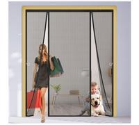 Moustiquaire Porte Magnétique,Double Ouverture Latérale, Rideau Anti-Moustique pour Baie Vitrée Coulissante, Fermeture Automatique Sans Perçage,Idéal Balcon Terrasse,245x185cm,Noir