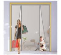 Moustiquaire Porte Magnétique,Double Ouverture Latérale, Rideau Anti-Moustique pour Baie Vitrée Coulissante, Fermeture Automatique Sans Perçage,Idéal Balcon Terrasse,220x215cm,Gris