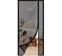 Moustiquaire Porte Résistant à Griffes de Chat, Moustiquaire Magnétique Ouverture Latérale Rideaux en Fibre de Verre, 90x210cm, Noir