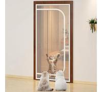 Moustiquaire pour chatière, Porte moustiquaire blanche for animaux de compagnie, plusieurs tailles, avec fermeture éclair, for salon, chambre à coucher, cuisine(100x220cm)