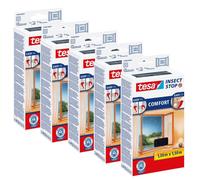 Moustiquaire pour fenêtre, marque TESA, avec fermeture velcro, couleur noire, dimensions 1,3 x 1,5 m, lot de 5 pièces