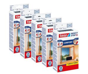 Moustiquaire pour fenêtre, marque TESA, avec fermeture velcro, couleur noire, dimensions 1,3 x 1,5 m, lot de 5 pièces
