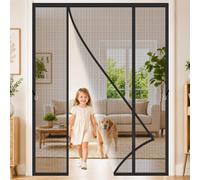 Moustiquaire pour Grande Porte Magnétique 155x220cm Fermeture magnétique automatique pour un passage mains libres L’air peut circuler librement Noir