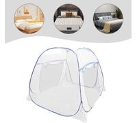 Moustiquaire pour lit - Baldaquin à trois portes - Pour lit double de 180 cm - 5 arceaux en acier - Avec sol - Pour l'intérieur - Bleu