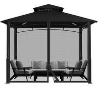 Moustiquaire pour pavillon d'extérieur,Moustiquaire de remplacement universelle Abri en 4 parties avec fermeture éclair pourpavillon 10' x 12', moustiquaire seule, noir, 300cm*360cm